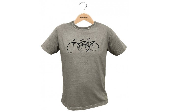 Camiseta Casual Bicicletas Cinza...