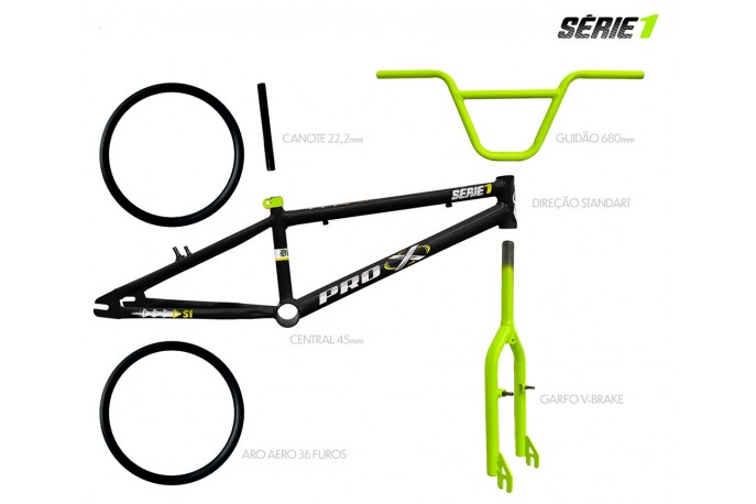 Kit BMX Série 1 Preto - Amarelo Neon...