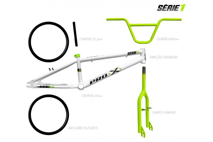 Kit BMX Série 1 Branco - Amarelo Neon...