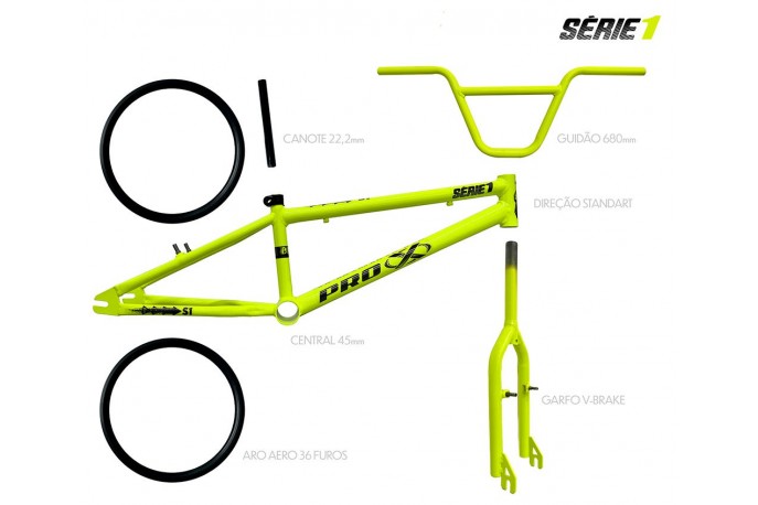 Kit BMX Série 1 Amarelo Neon - Pro-X