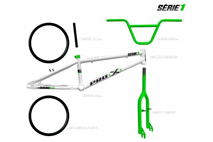 Kit BMX Série 1 Branco - Verde Neon -...