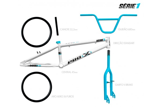 Kit BMX Série 1 Branco - Azul - Pro-X