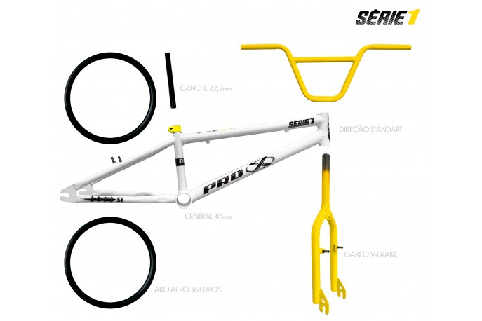 Kit BMX Série 1 Branco - Amarelo - Pro-X